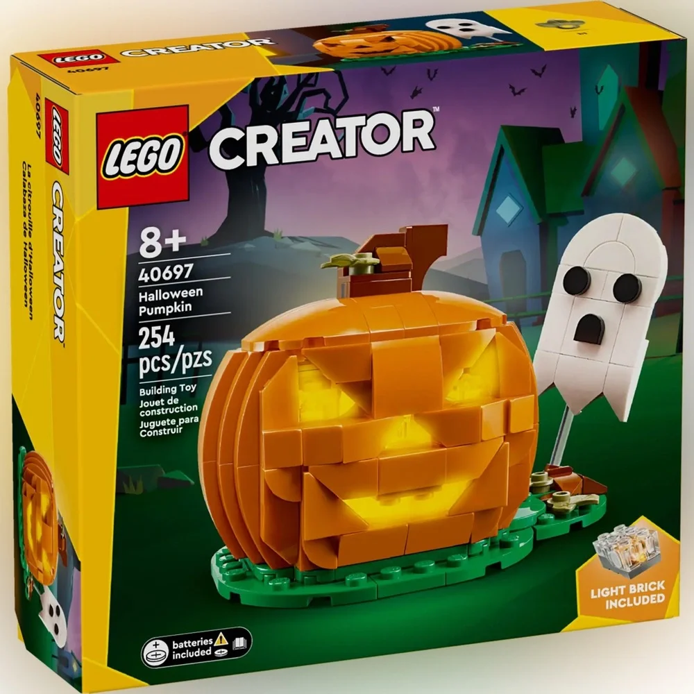 LEGO Light Up Two Faces Halloween Pumpkin with White Ghost 40697, 254 Pieces,NIB